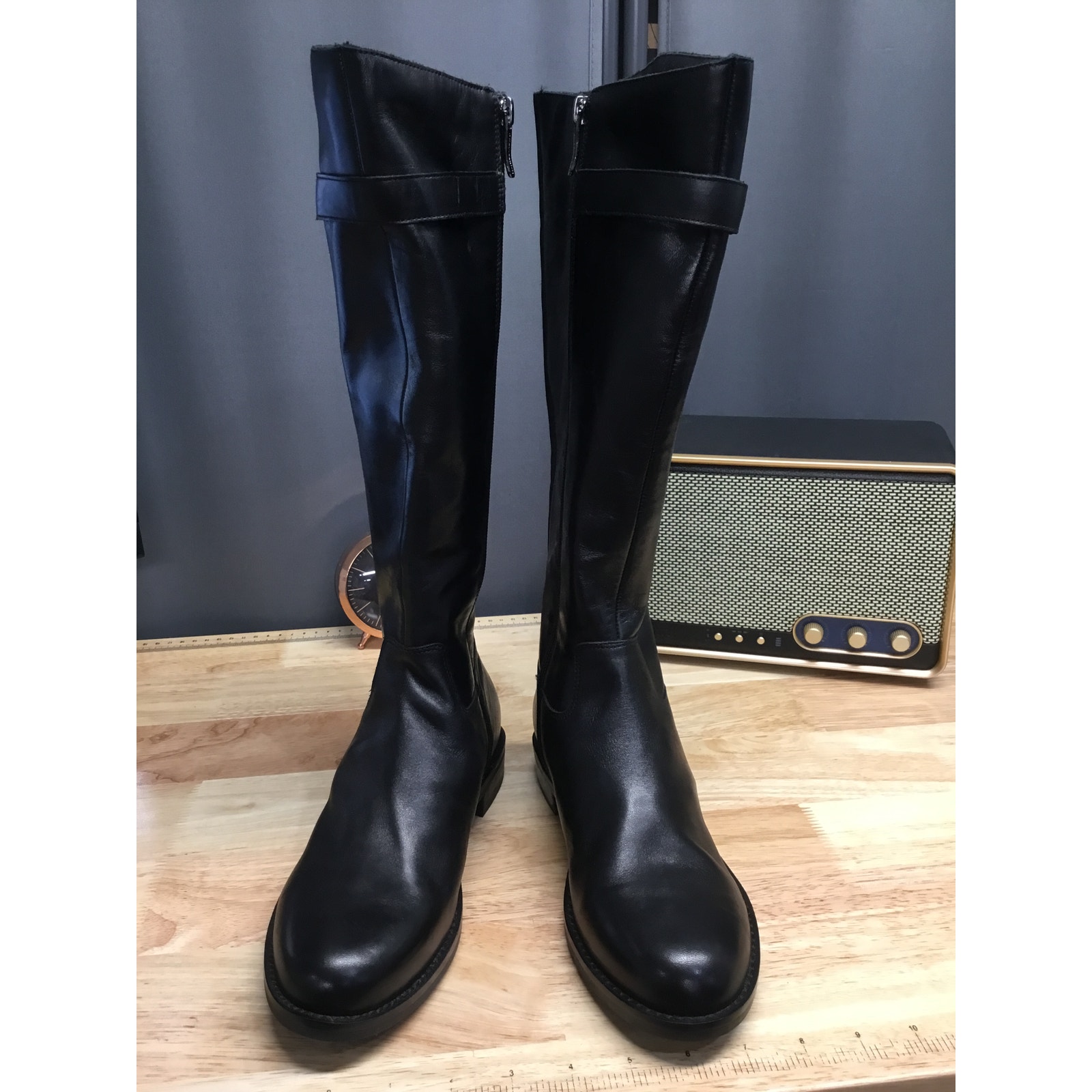 Easy Spirit Aubrey Women's 7 M Black Leather Side Zipper Knee High Casual Boots